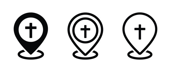 Church location vector icons set. Church location  con