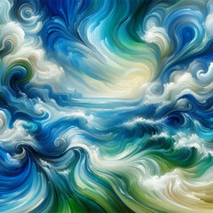 abstract painting of waves made from Ai generated