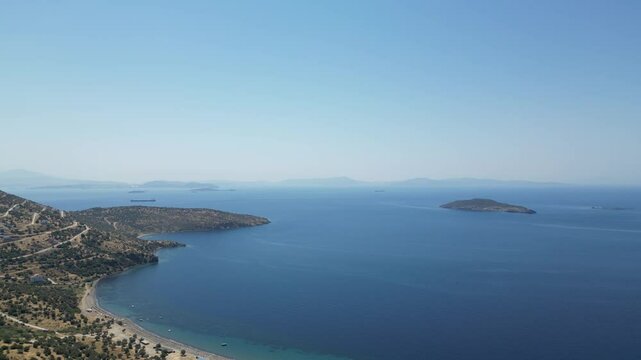 izmir candarli region sea and islands video shooting. aegean islands, turkey aegean region and islands