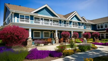 Beautiful assisted living home with landscaped garden


