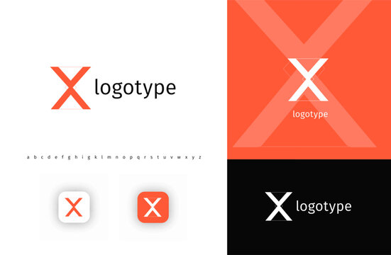 Minimalistic geometric letter X monogram for blueprint project, architectural building, futuristic technology, innovative science. Modern logo concept. Vector illustration