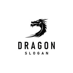 Obraz premium Dragon logo simple design animal legend dragon silhouette illustration template