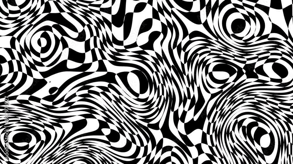 Poster Animated wavy line motion graphic background. Seamless looped Abstract motion graphic, Abstract moving topographic map lines. Moving wavy line striped