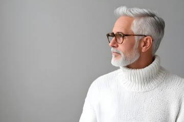 Fototapeta premium Portrait of adult man isolated on gray background. Professional businessman. Banner with copy space. Business and branding concept