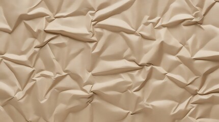 Obraz premium close up view of a crumpled sheet of brown paper heavily wrinkled, creating a textured and uneven surface with various folds and creases 