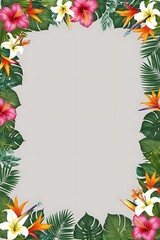 illustration vector style design background of a solid white wall with floral frame around it