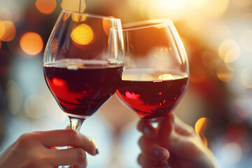Clinking Wine Glasses Toasting Together