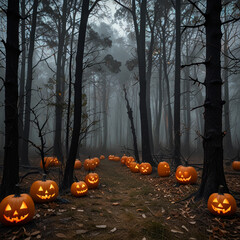 Scary Halloween Skeletons in a Haunted House Setting
Pumpkin wich