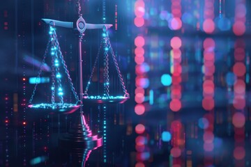 A digital image of a scale with a light blue background, generative ai image