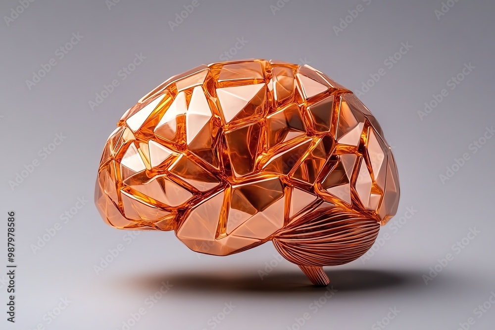 Poster Minimalist brain design, with geometric lines forming a simple yet elegant representation of the human mind