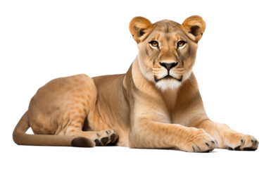 Lioness Resting Isolated on Transparent Background PNG
