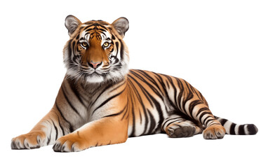 Fototapeta premium Resting Tiger Isolated on Transparent Background PNG 