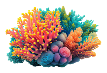 Colorful Corals Isolated on Transparent Background PNG
