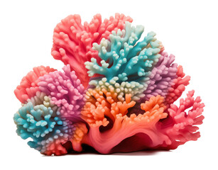 Large Colorful Coral Reef Isolated on Transparent Background PNG
