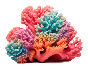 Large Colorful Coral Reef Isolated on Transparent Background PNG
