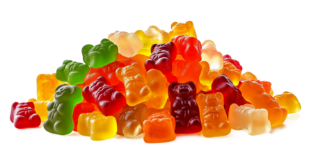 Gummy Bear Pile Isolated on Transparent Background PNG
