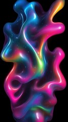Naklejka premium Vibrant abstract digital artwork with swirling neon colors on a dark background.