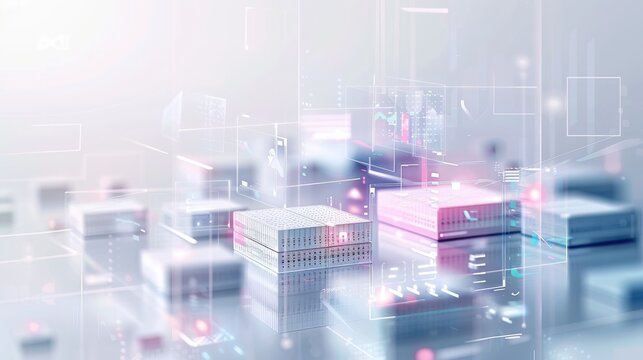 Abstract digital representation of data storage and technology infrastructure.