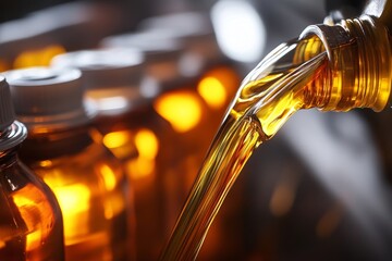 Dynamic pouring of motor oil into engine  a visual guide to engine maintenance essentials