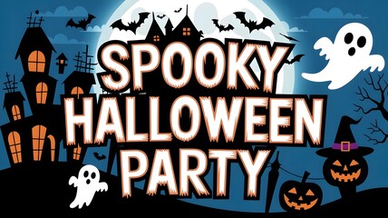 A Halloween-themed flyer with the text "Spooky Halloween Party".