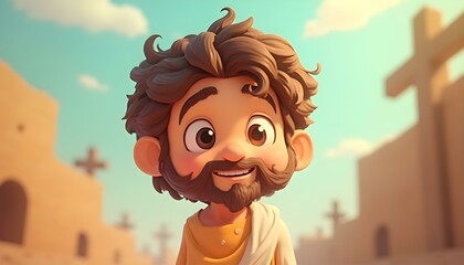 A 3D cartoon of the jesus cristo
