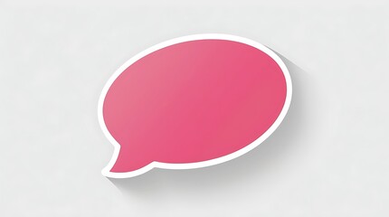 Image features a simple, minimalist design with a single pink speech bubble as the main subject on white background