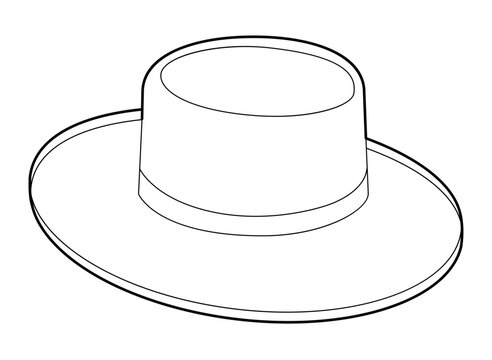 recommend clip art: Gambler Hat with band. Head Fashion accessory cap with wide brim clothing technical illustration. Vector headgear for Men, women, unisex style, flat template CAD mockup sketch outline isolated