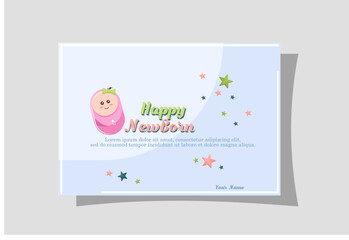 Flat illustration happy newborn baby girl