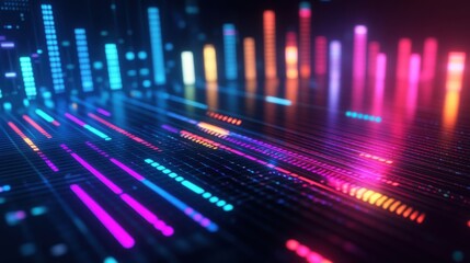 An engaging image of a digital equalizer with vibrant sound bars pulsating in rhythm, set against a dark backdrop to emphasize the intensity of the sound