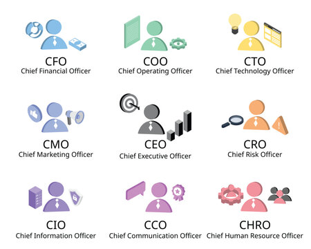 C suite executives include the chief executive officer or CEO, chief financial officer or CFO, chief operating officer or COO 