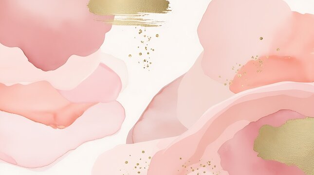 Abstract watercolor painting featuring a blend of soft, pastel hues including shades of pink, peach, and beige.