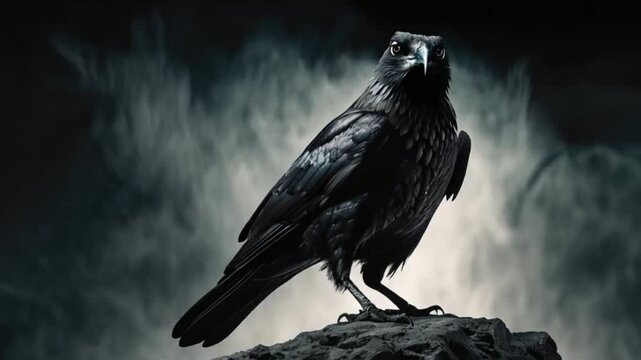 black raven on a dark background