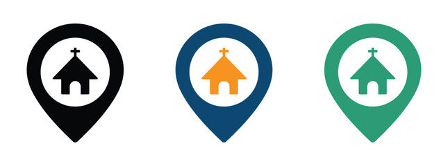 Church location vector icons set. Church location illustration