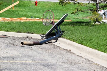 Basketball hoop after a tornado 