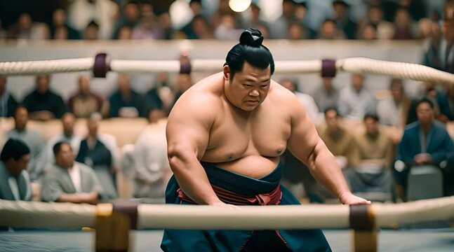 Video Footage of Sumo Wrestlers in the Arena