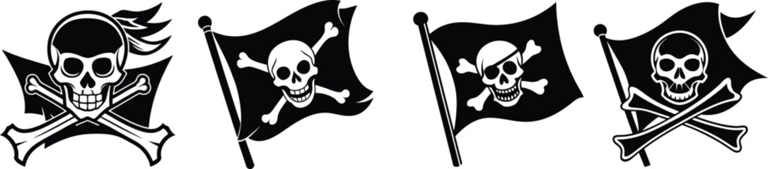 Crossbones and skull death flat vector icon for apps and games