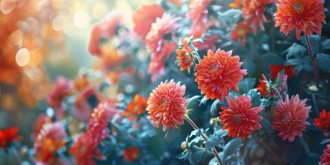 Chrysanthemum flowers are at their peak during the fall garden season.