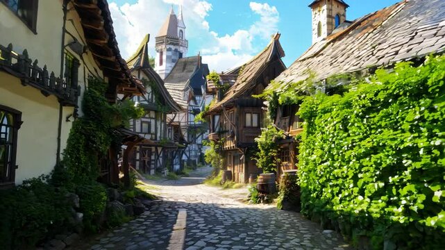like a fairy tale, the village left uninhabited with plants growing abundantly