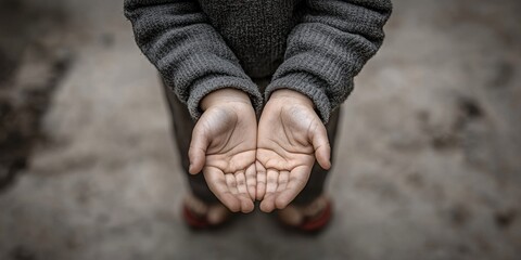 Child&rsquo;s Hands Begging for Help Reflecting Poverty and Human Rights Issues | Global Crisis and Compassion Concept