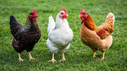 Fototapeta premium Organic egg farming with free-range chickens in an open and natural setting