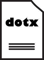 DOTX File Icon:  A bold, black and white illustration of a DOTX file icon, perfect for representing documents, templates, and word processing. Clean, simple, and easily recognizable.