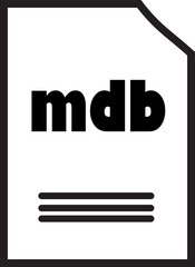 MDB File Icon: A simple and minimalist icon representing an MDB file, perfect for use in software interfaces, presentations, or online content. The icon is designed in a clean and modern style.