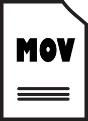 MOV File Icon:  A simple, minimalist icon depicting a file with the extension "MOV" in bold black text. The icon is perfect for website and app interfaces, presentations, and digital media projects.
