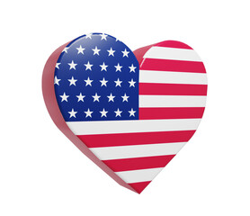 3D American Flag Heart