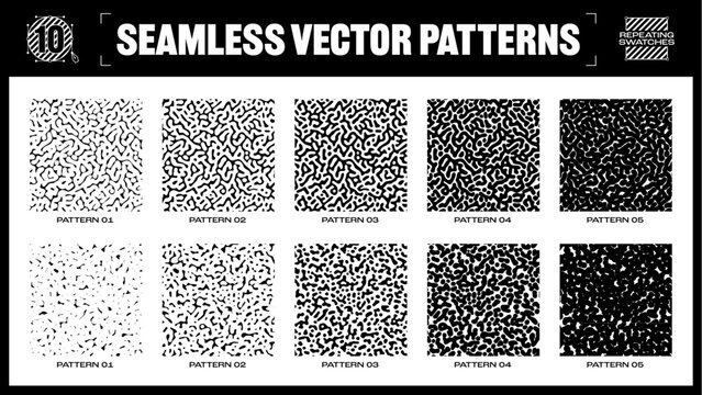 Seamless noise turing pattern repeating stipple vector texture swatch pack