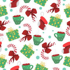 Seamless pattern with christmas gifts for decoration 
