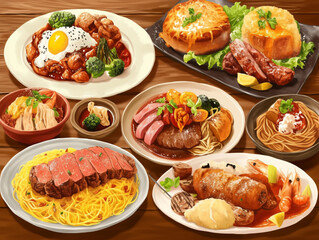 Pictures of delicious food from many countries