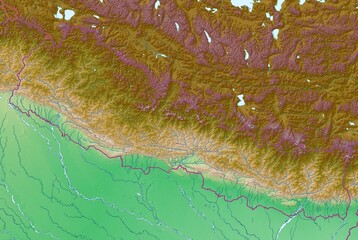 Blank physical topographic map of  Nepal
