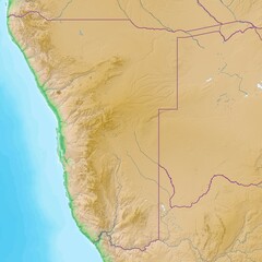 Fototapeta premium Blank physical topographic map of Namibia
