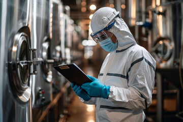 A quality engineer or technician performing inspection or process control tasks in a factory. Concept of industry, R&D, quality control, or process supervision.